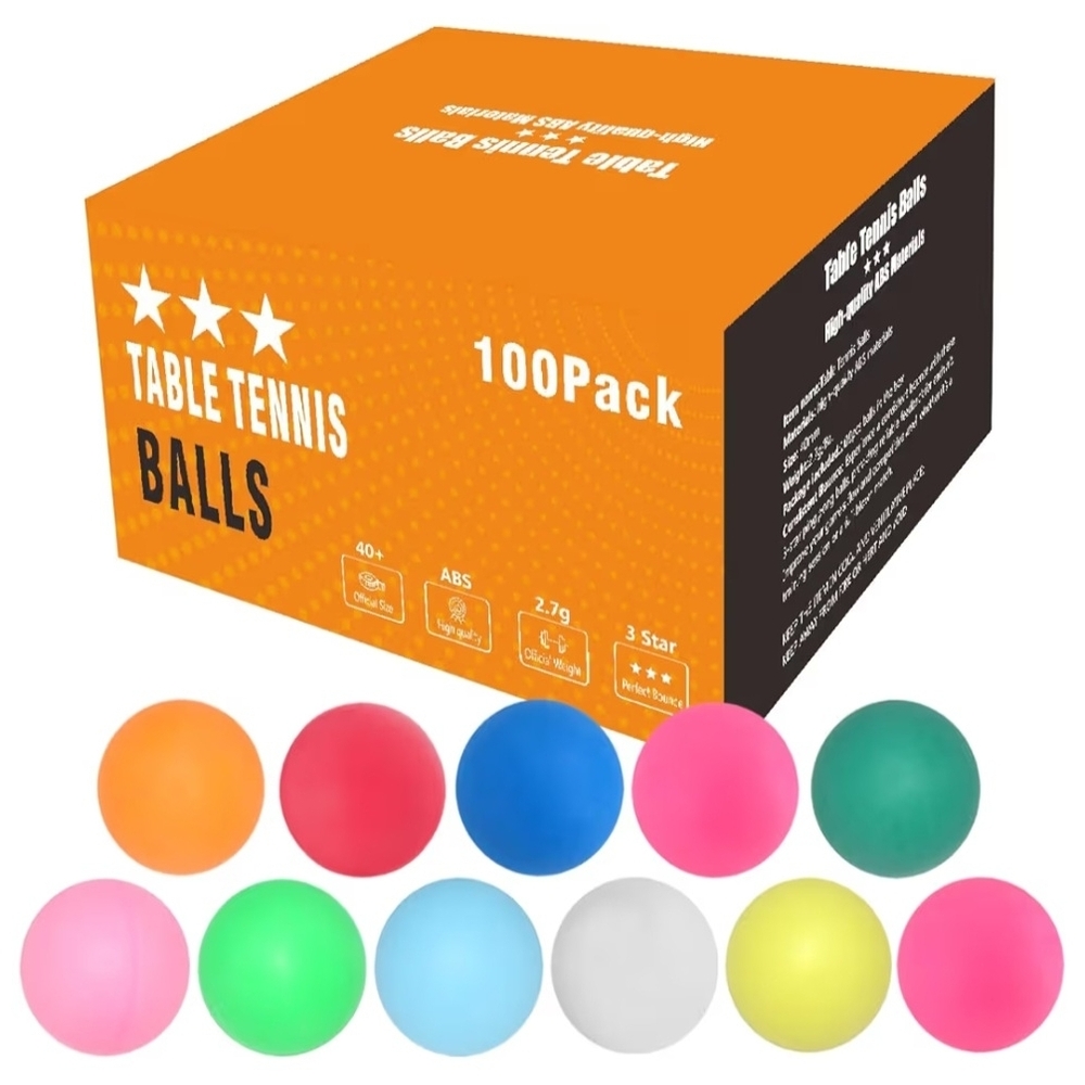 100 Pack Table Tennis Balls - Bright Multicolor Set